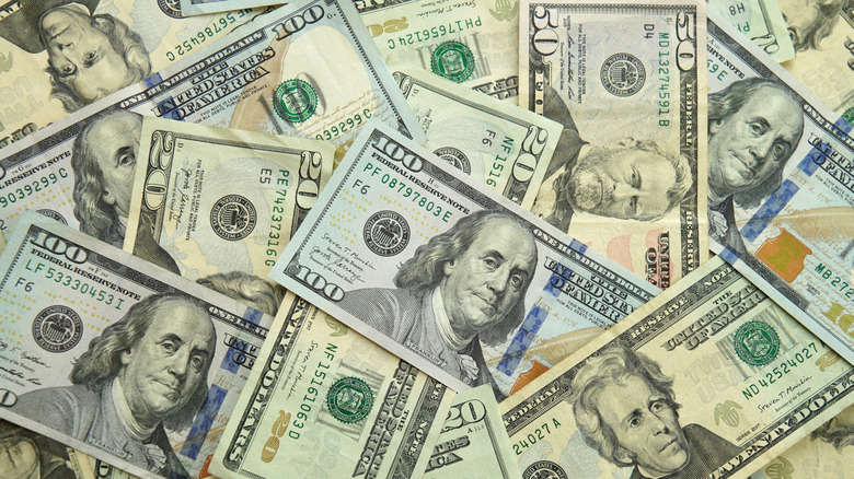 United States dollar bills in various denominations