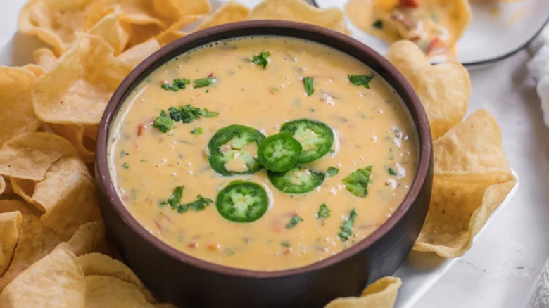 Queso cheese with chips