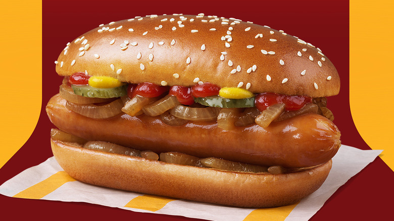 A McDonald's McHotDog and fries
