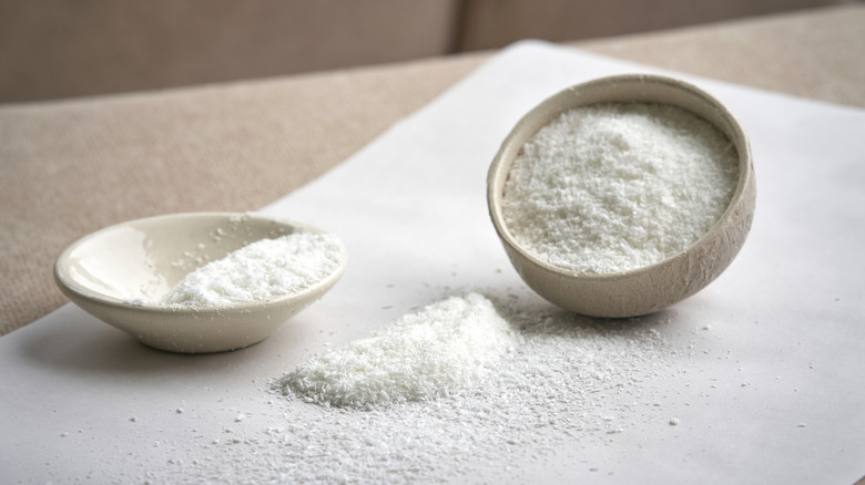 Powder thickener on white surface