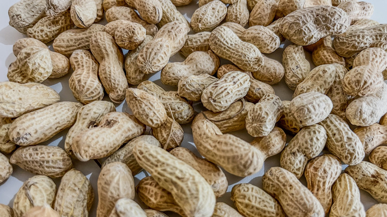 Closeup of peanuts in shells