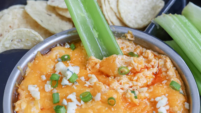 Celery and Buffalo chicken dip
