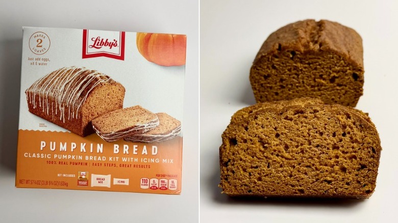 Libby's pumpkin bread kit and the baked product