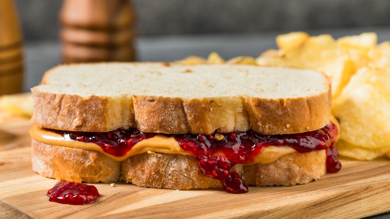 Sandwich with jelly and peanut butter