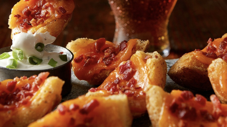 Loaded potato skins with sour cream