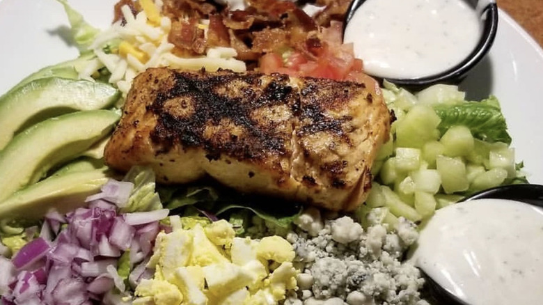 Grilled chicken on Cobb salad