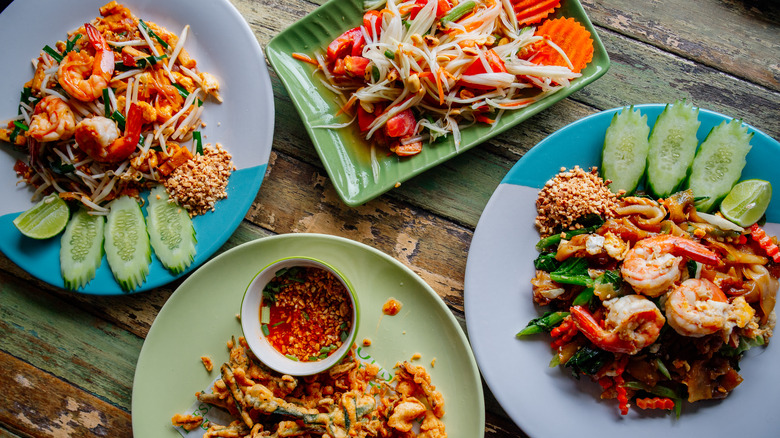 Traditional Thai dishes on a table
