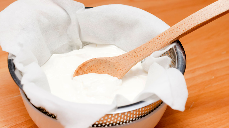 Homemade yogurt in bowl