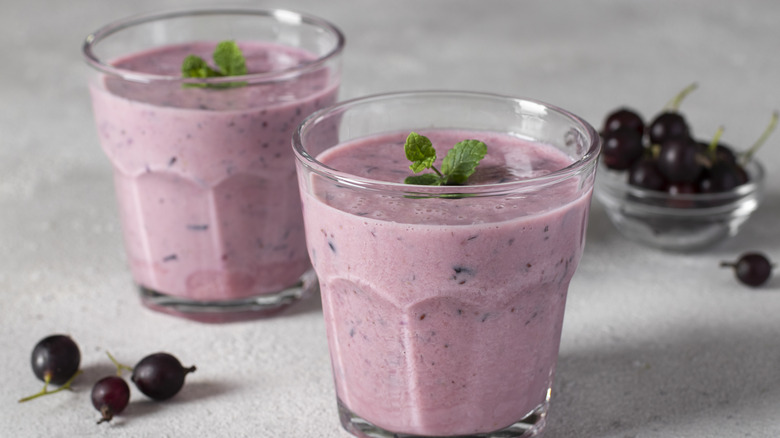 Smoothie from natural yogurt in glasses