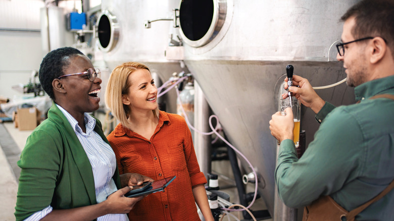 Guests having fun at brewery tour