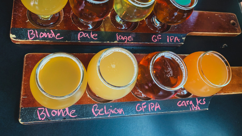 Glasses of beer on flight