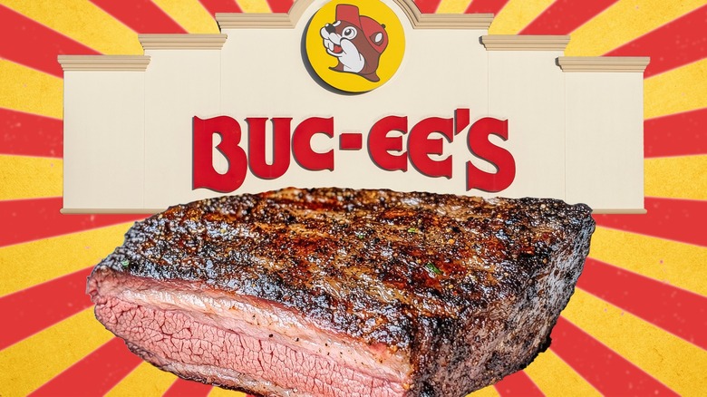 the Buc-ee's logo with brisket