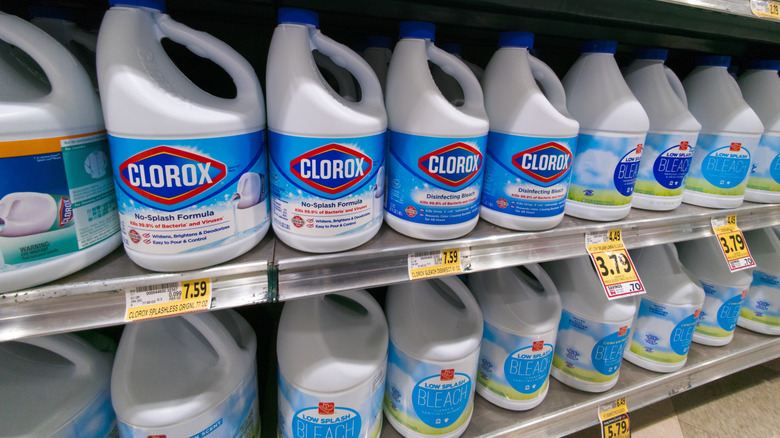 Bleach bottles in grocery store