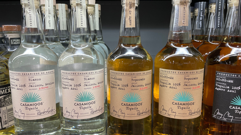 Bottles of Casamigos tequila on display in store