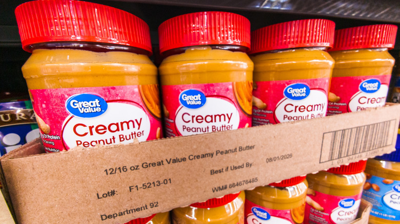 Great Value peanut butter on store shelves