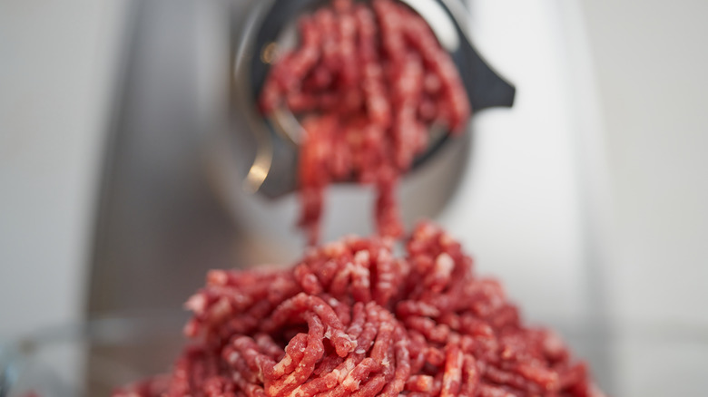 Ground beef from grinder