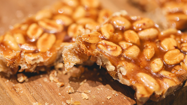 Peanut brittle with peanut pieces