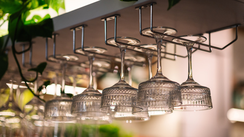 coup glasses hanging upside down