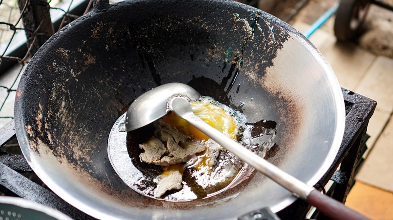 Stir-fry wok with oil