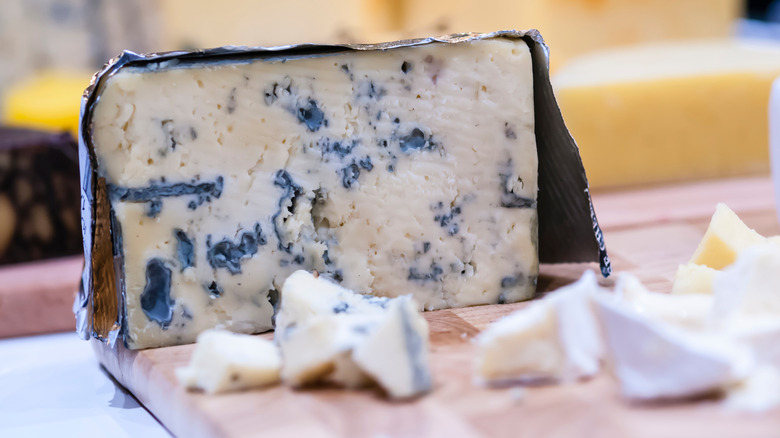 A large wedge of Cashel Blue cheese