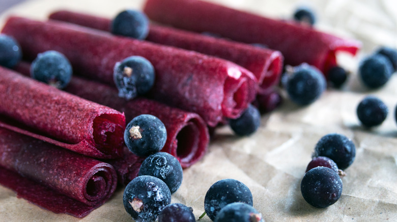 Handmade fruit pastilles with black currants on craft paper