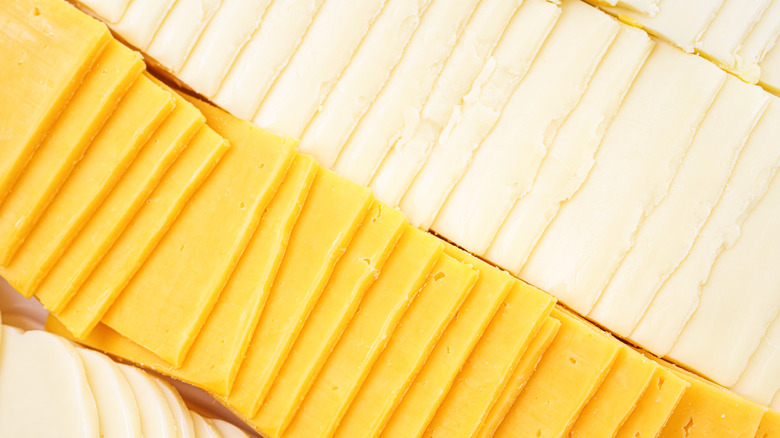 Various sliced cheeses