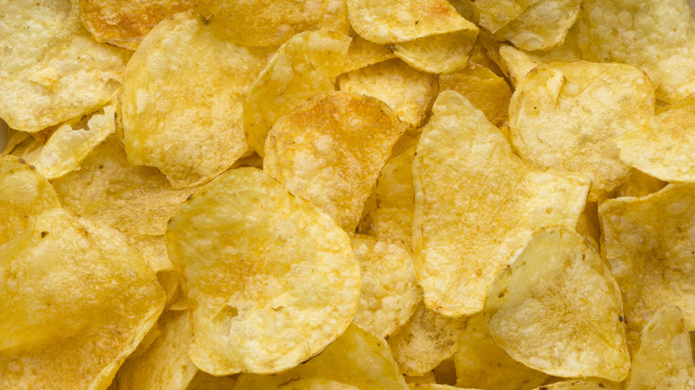 Potato chips in a large pile
