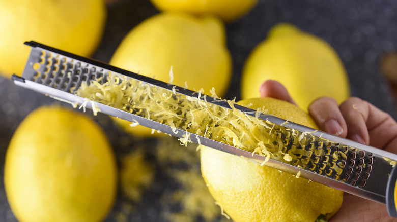 Zesting lemon by hand
