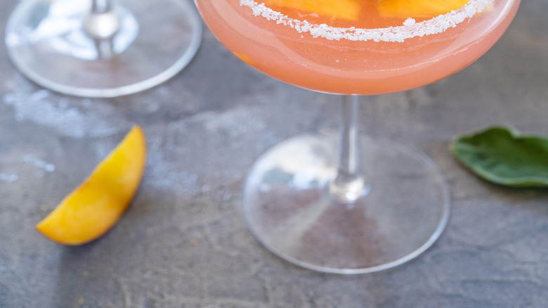 Peach Bellini with sugar coated rim