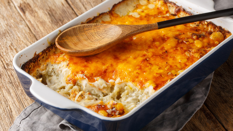 Hash brown casserole in a dish