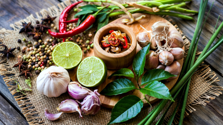 A variety of Thai spices and aromatics