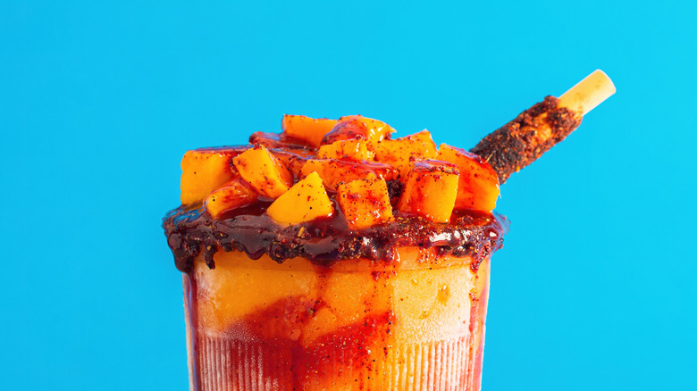 A mangonada with chamoy rim