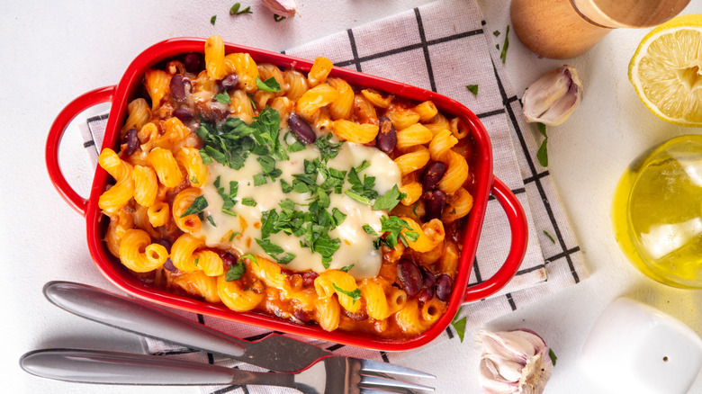 Dish of macaroni and cheese
