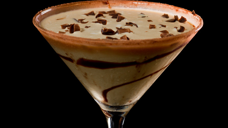 Martini with chocolate swirl in glass