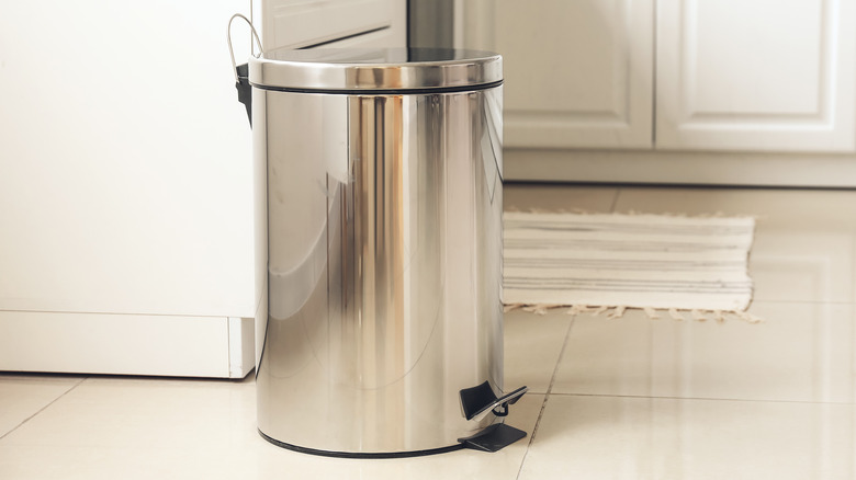 Trash can in kitchen