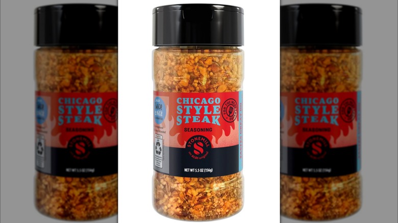 A jar of Stonemill Chicago-style steak seasoning