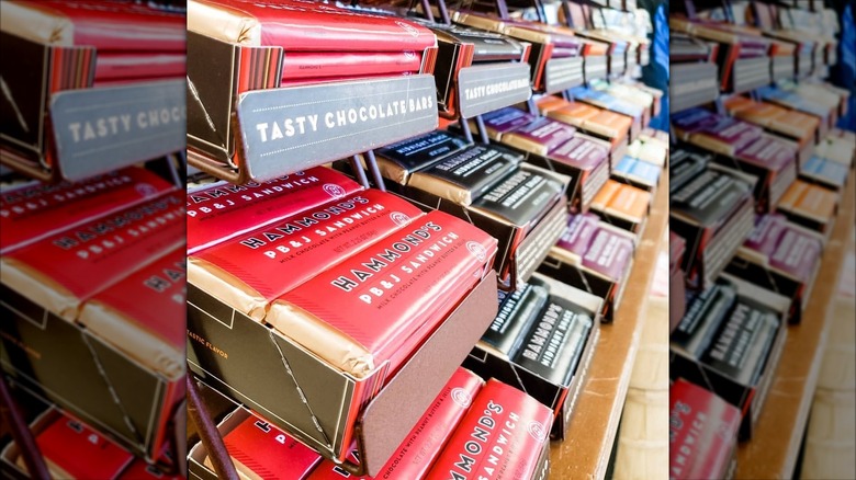 Rows of Hammond's Candies chocolate bars line shelves