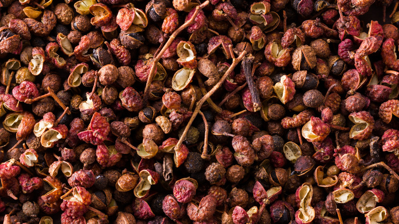 Colorful peppercorns as background