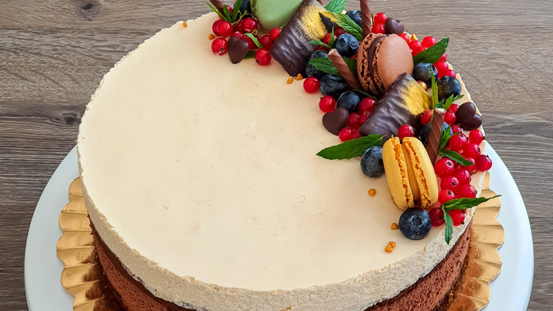 Chocolate mousse cake with whiskey mousse cream