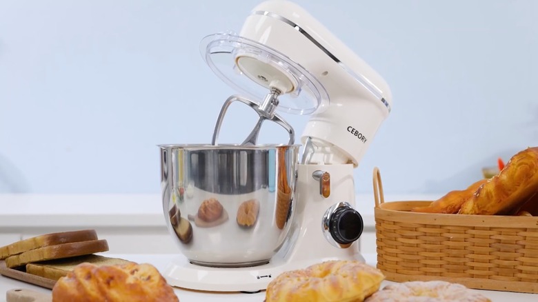 A white Cebory 3-in-1 electric stand mixer