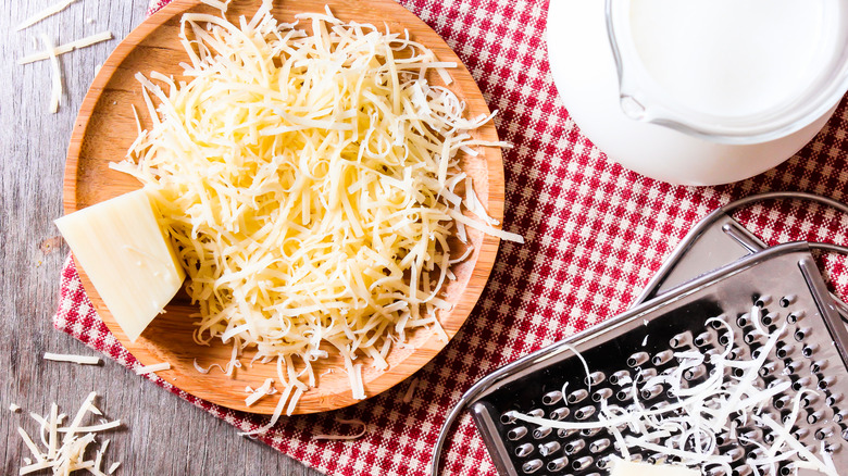 A plate of grated cheese