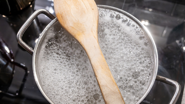 A pot of boiling water