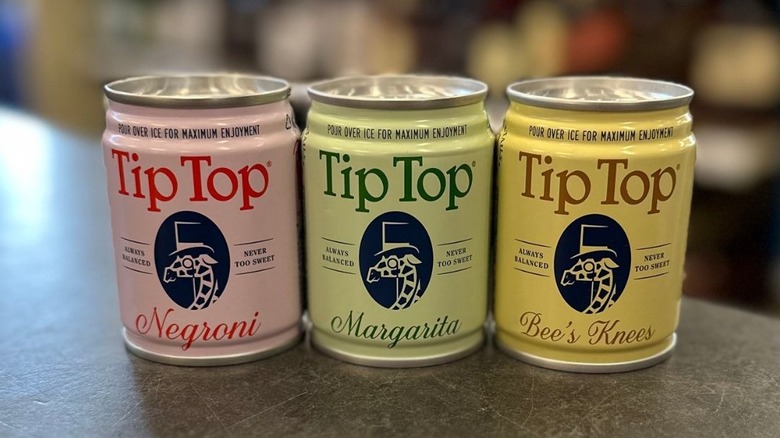 A lineup of Tip Top canned cocktails