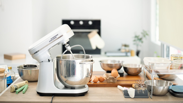stand mixer with various ingredients
