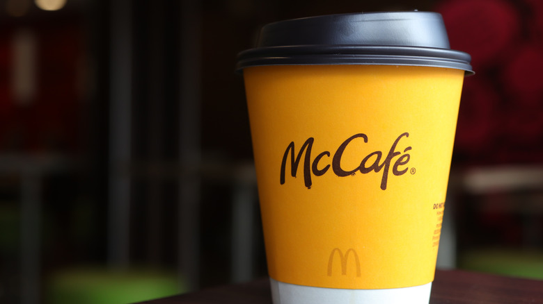 up close of McDonald's hot coffee cup