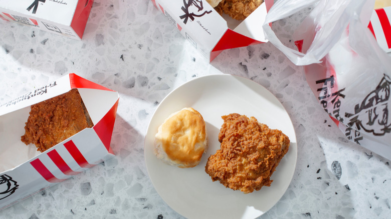 Top down view of KFC meal