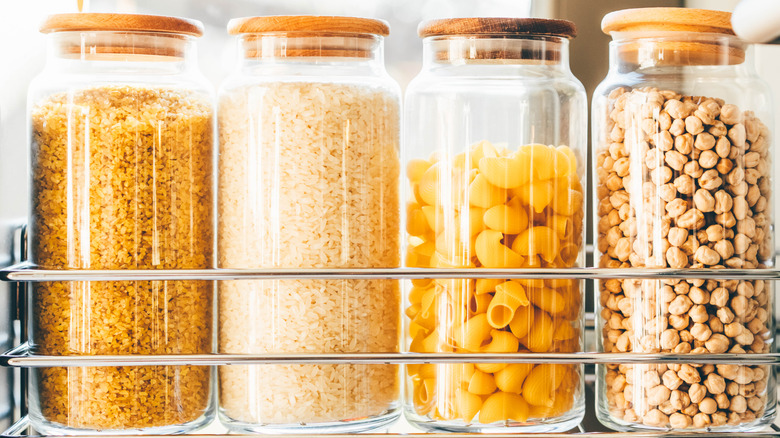 Uniform jars for kitchen shelves
