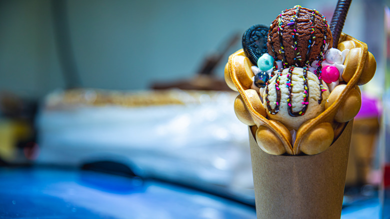 bubble waffle filled with ice cream