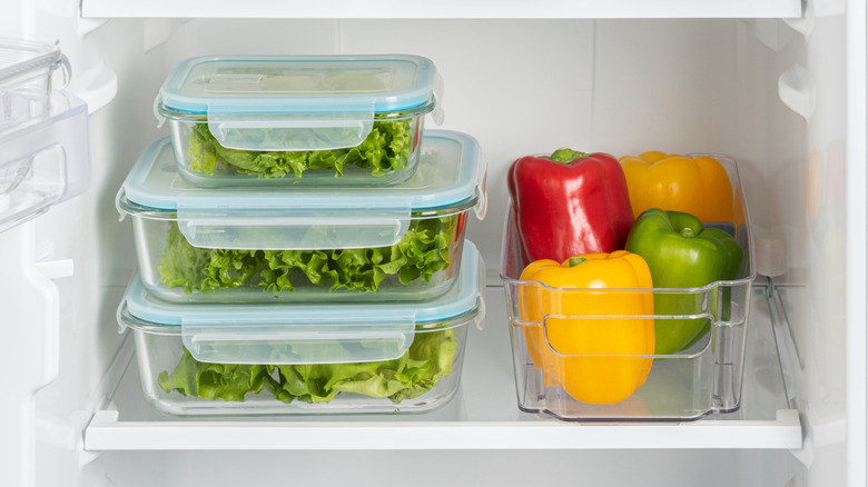 Storage containers in refrigerator