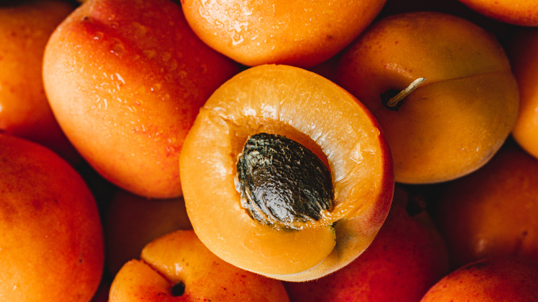 Overhead shot of fresh apricots
